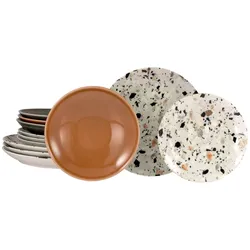 creaTable Tellerset 12-tlg TERRAZZO MIX - B/H/T ca. 31.50x31.50x38.00