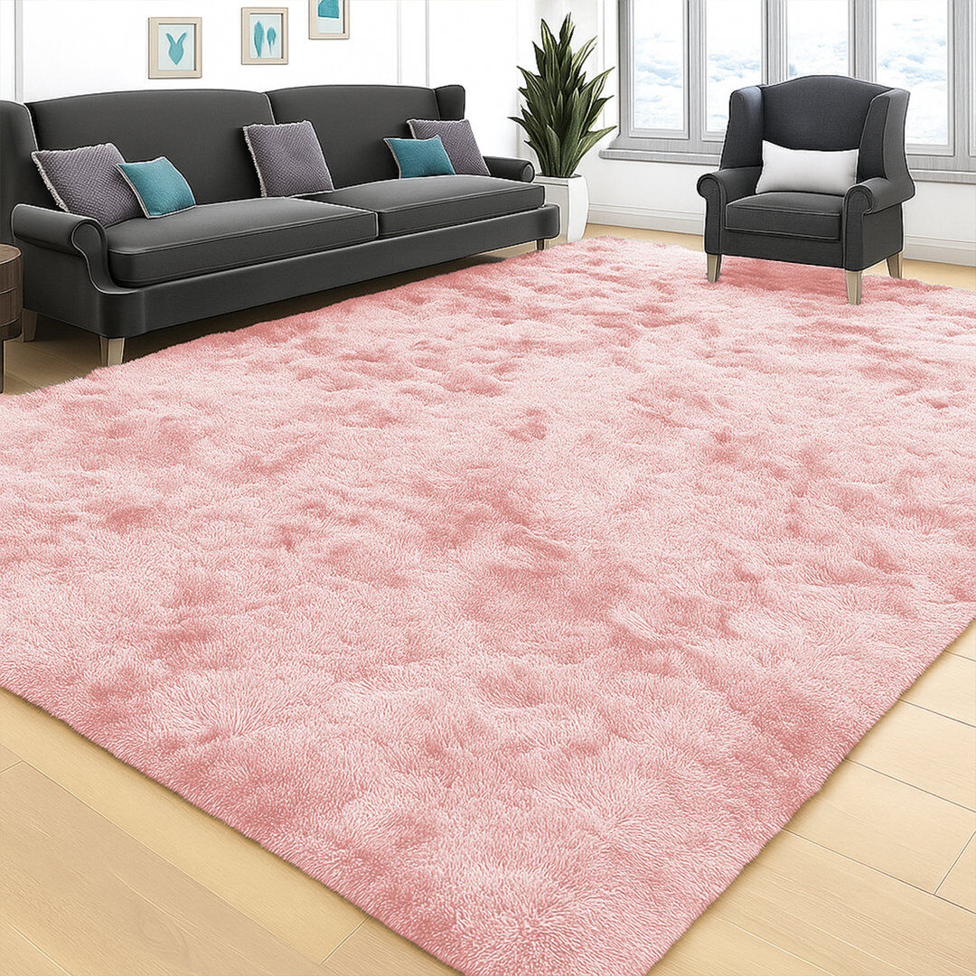 Fairmont Park Non-Slip Plush Shaggy Pink Rug/Carpet Pink Rectangle 200 x 290 cm