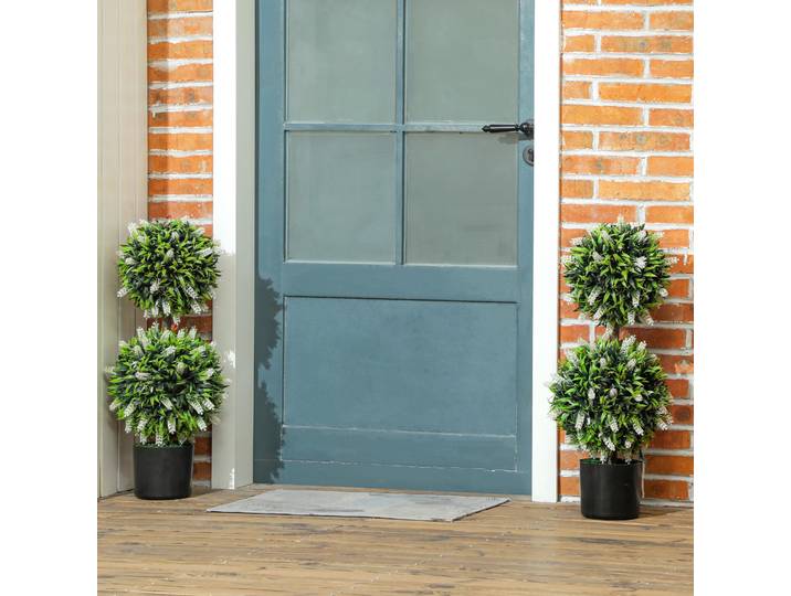 HOMCOM Set 2 Plantes Artificielles 70cm Résistantes UV Intérieur/Extérieur