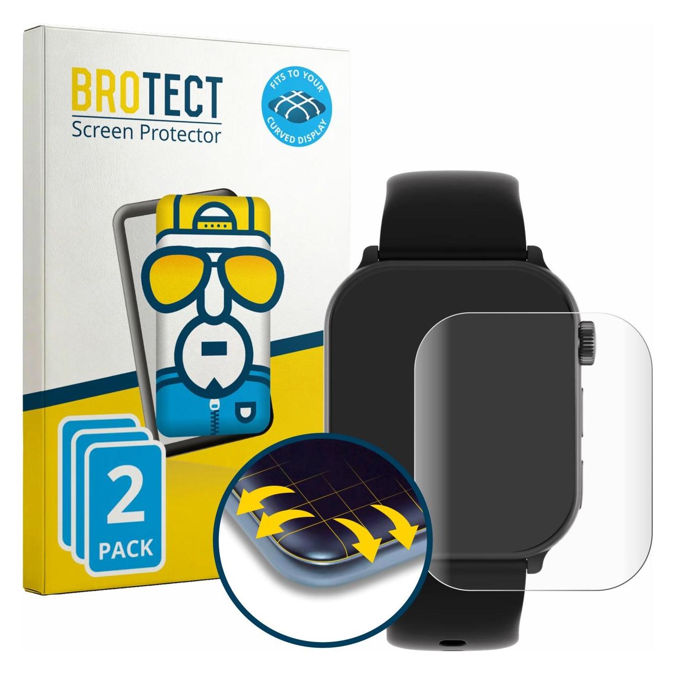 Brotect Fullscreen für Gard Pro Health Smartwatch 4 Schutzfolie Displayschutz Folie Klar Transparent (5163245)