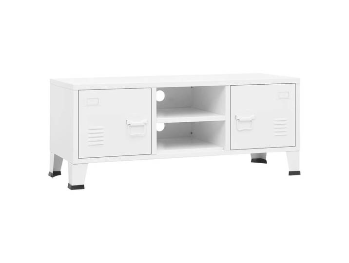 vidaXL Tv-Schrank Industrie-Stil Weiss 105/35/42 Cm Metall, Weiß, 35x42x105 cm, Wohnzimmer, TV Möbel, Lowboards, Lowboards stehend