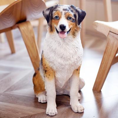 Hi-Line SoReal Brown Australian shepherd Decorative Puppy Figurine for Home & Garden Décor, Handpainted Polyresin Dog Statue