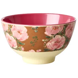 RICE Kleine Melamin Schale Floral Fiesta Rose, H 6 cm, Ø 11 cm, 300 ml