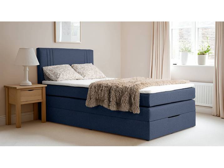 Boxspringbett Ghoripur - Typ B 140 x 200cm Webstoff Mavie Blau