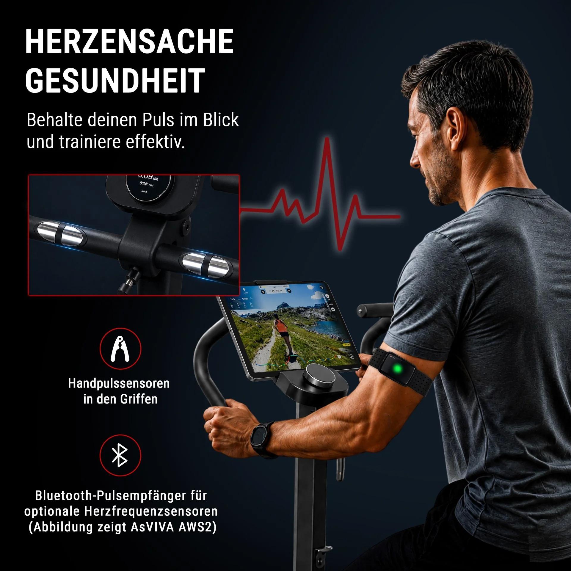 AsVIVA Ergometer H12 Tiefeinsteiger LED, 32 Stufen, 16 Programme, bis 150 kg