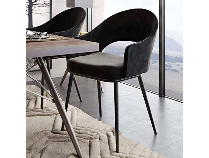 GGMMÖBEL Diana 2-er Set Designerlstuhl Samt Schwarz Samtstuhl Hotelstuhl Restaurantstuhl Esszimmerstuhl