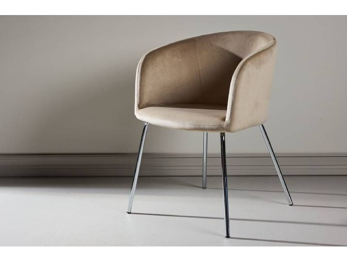 Stuhl Natura - Aus komfortablem Polyester-Samt - Hellbeige - Luxusbetten24