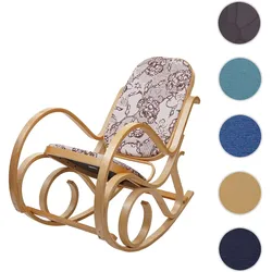 Schaukelstuhl M41, Schwingsessel Fernsehsessel, Massiv-Holz ~ Eiche-Optik, Stoff/Textil Jacquard braun