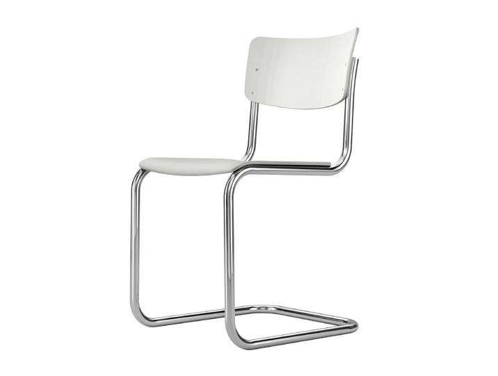 Thonet - S 43 Freischwinger, Chrom / weiss lasiert TP 200
