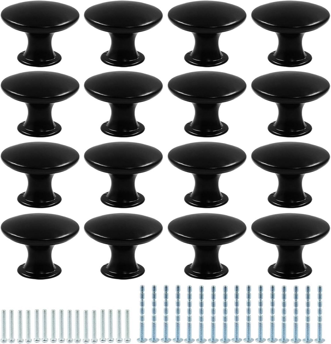 16x Ronde Zwarte Kastknoppen Antiek Look - Vintage Ladeknoppen voor Meubels en Keuken