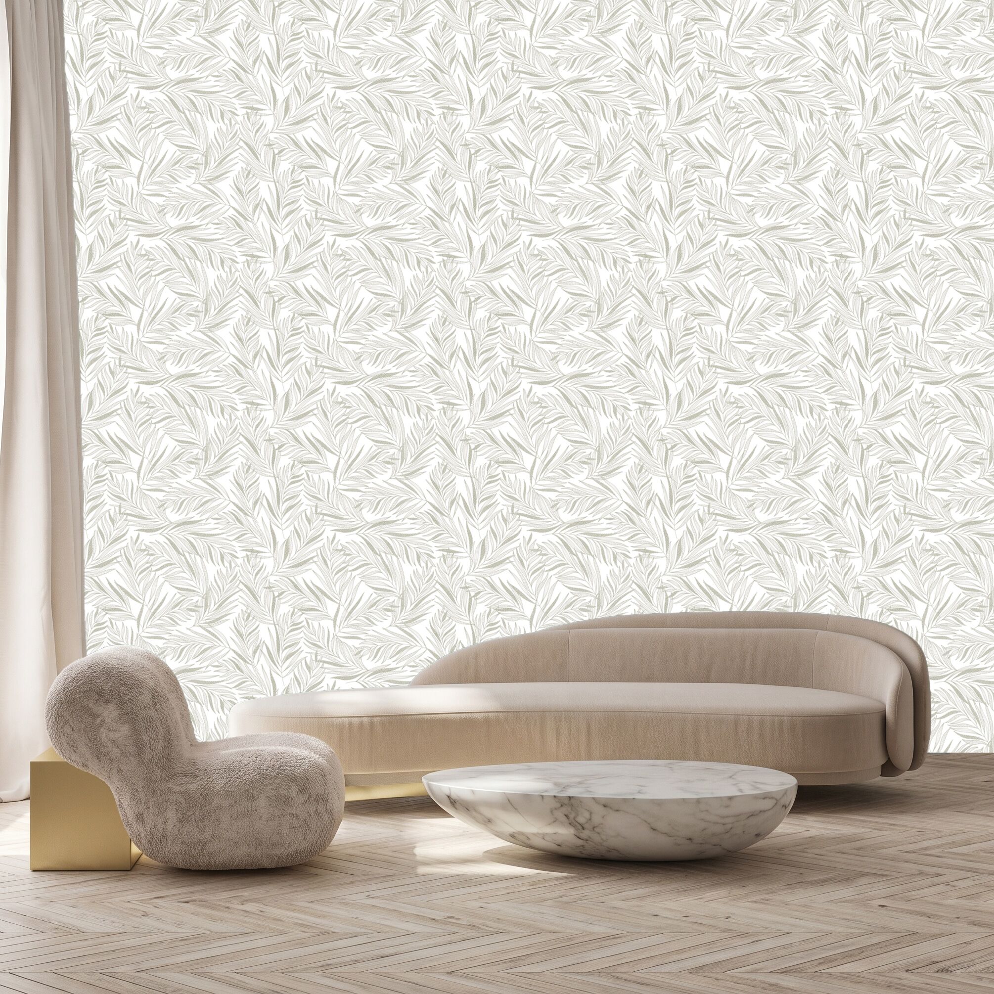 3D-Tapete QUEENCE "Blätter, selbstklebendes Wandpaneel", grün,türkis, B:60m H:250m, Vinyl, Tapeten, 3D-Tapete, 60 x 250 cm Fototapete, Mustertapete, Anbringung ohne Kleister grün,türkis B/L: 60m, Bahnen: 1 Stk.