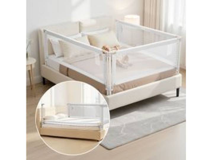 VEVOR 3-teiliges Bettgitter, Bettschutzgitter mit verstärktem Eisenrohr & Oxford-Stoff, höhenverstellbares Kinderbettgitter, Kinderbettschutzgitter, Rausfallschutz für Queen-Size-Betten, 68-89cm