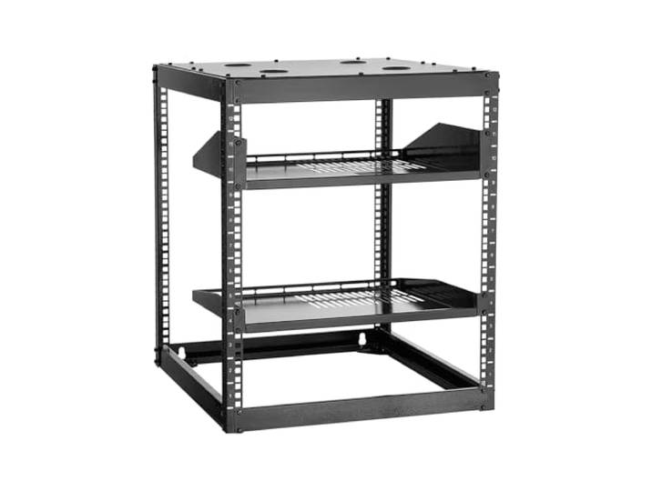 VEVOR Rack de Serveur à Cadre Ouvert 12U Support de Réseau Autoportant ou Mural\, Profondeur 585 mm\, avec Étagères Ventilées\, Matériel de Montage\, pour Équipements Réseau Informatique et Audiovisuel