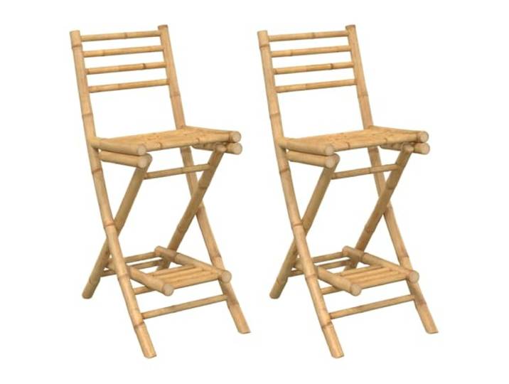 KTHLBRH Barhocker für den Außenbereich mit Fußstütze 2 Stück aus Bambus Bambus, faltbar, Rückenlehne, Fußstütze, Garten, Terrasse, Balkon, Tragkraft 110 kg, Montage erforderlich