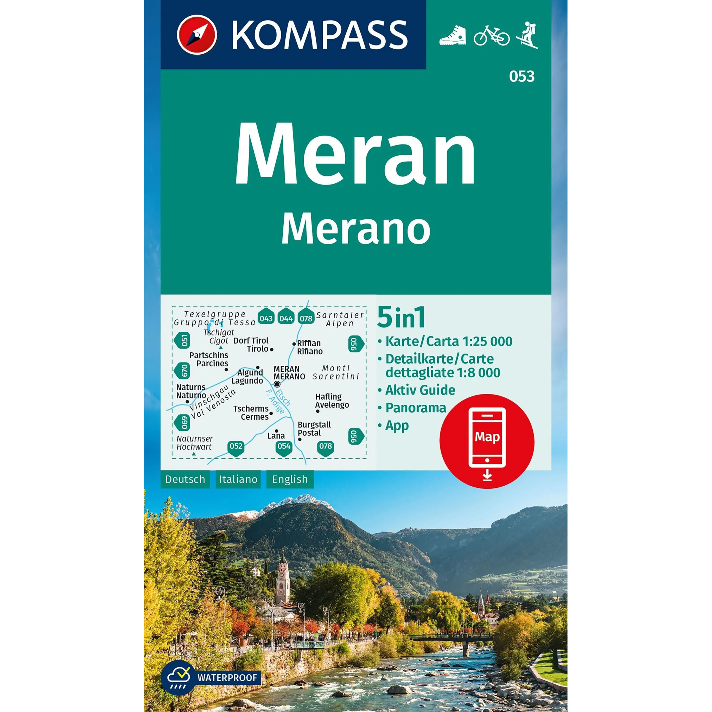 Kompass Verlag WK 53 Meran und Umgebung Topografische Karten tuerkis