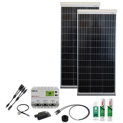 Solaranlage PHAESUN "Caravan Kit, Base Camp Aero MPPT WRM20 240 W", silber, Solarmodule