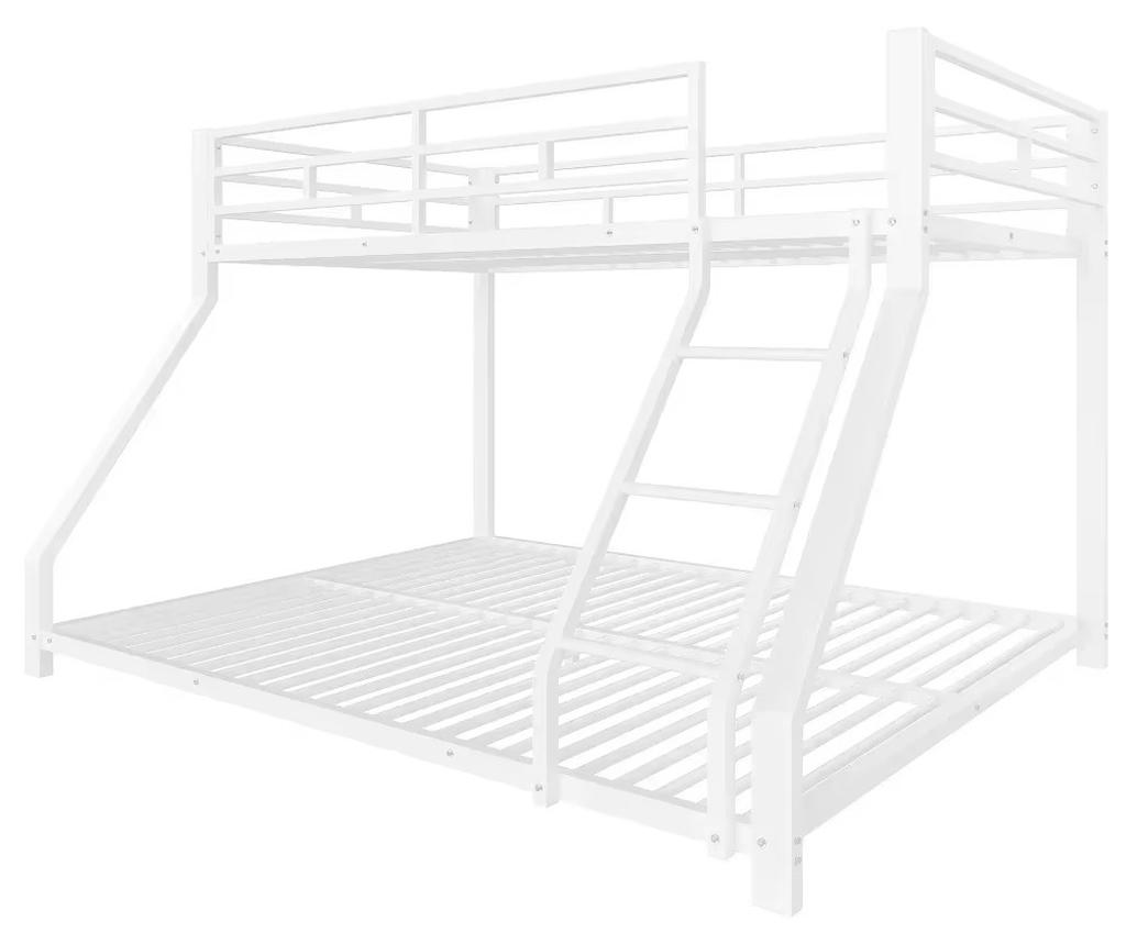 Kinder-Etagenbett - Metallrahmen - 90x200/140x200 cm - Sicherheitsgitter - Treppe - EN747- - Weiß