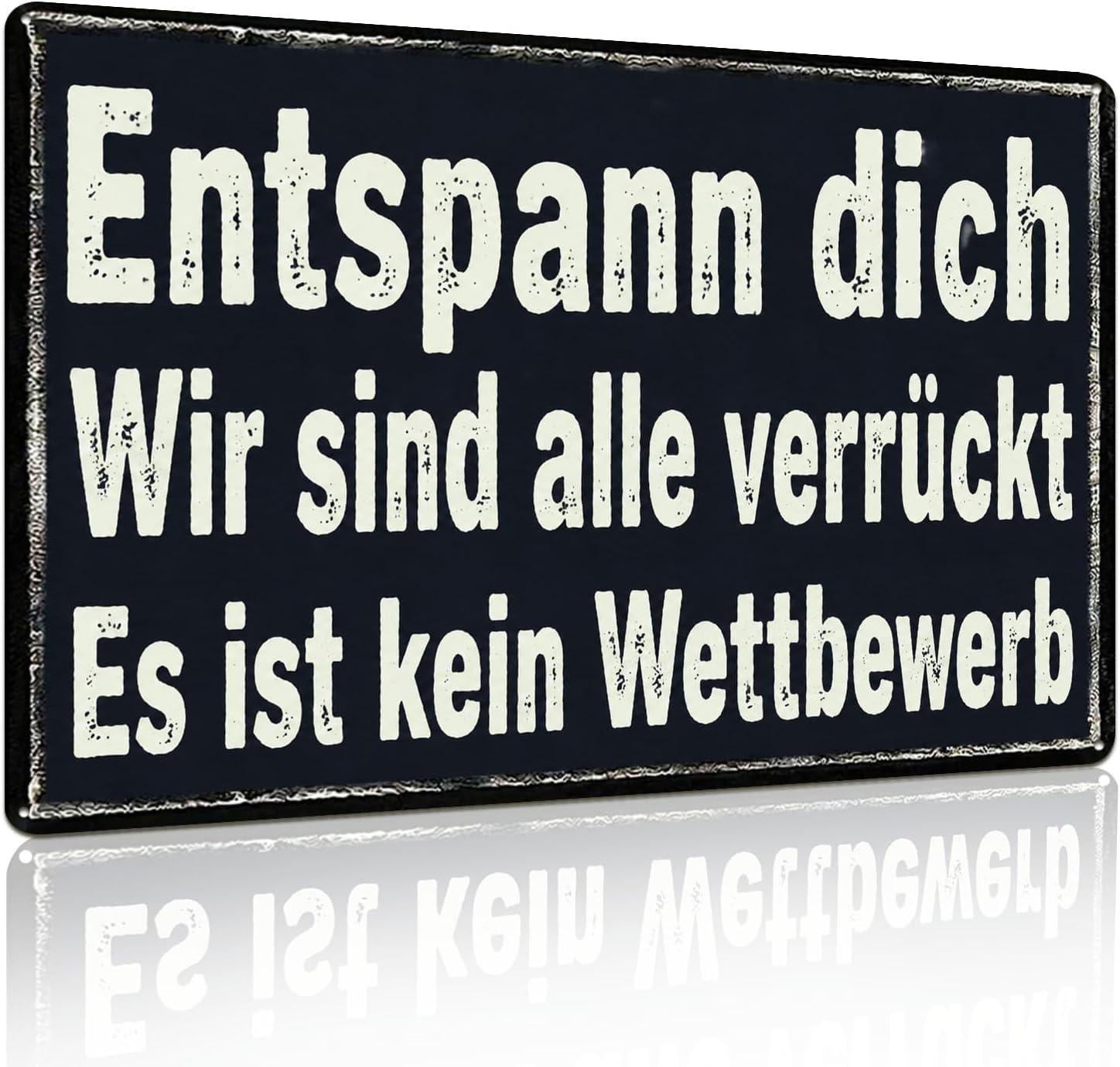 Vintage metalen wandbord met humoristische tekst, 30,5 x 20,3 cm