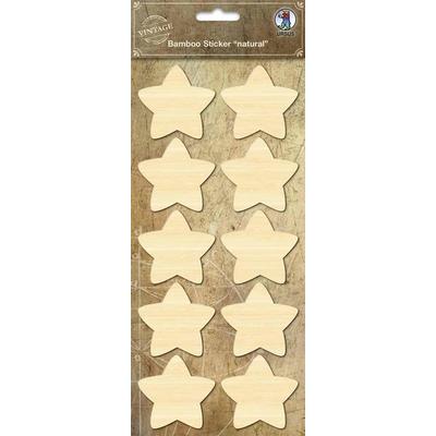 URSUS Vintage Bambus-Sticker Stern, natural, 1 Stickerbogen (12 x 26 cm) mit 10 Stickern