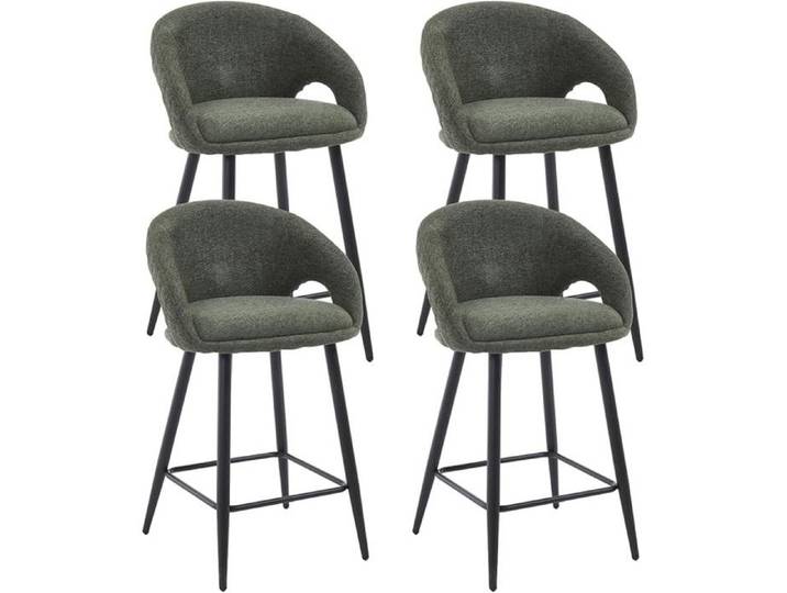 Ya-Home Tabouret de Bar Lot de 4 Chaise de Bar en Chenille Tabouret de Comptoir avec Repose-Pieds Chaise de Cuisine Moderne Vert