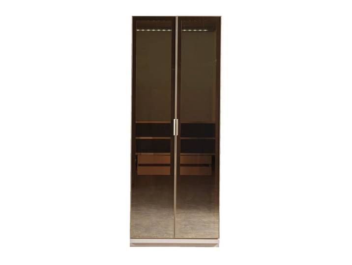Xlmoebel Kleiderschrank Modularer Kleiderschrank in Beige mit Glasfront und Beleuchtung (Kleiderschrank, 1-St., Kleiderschrank) Made in Europa