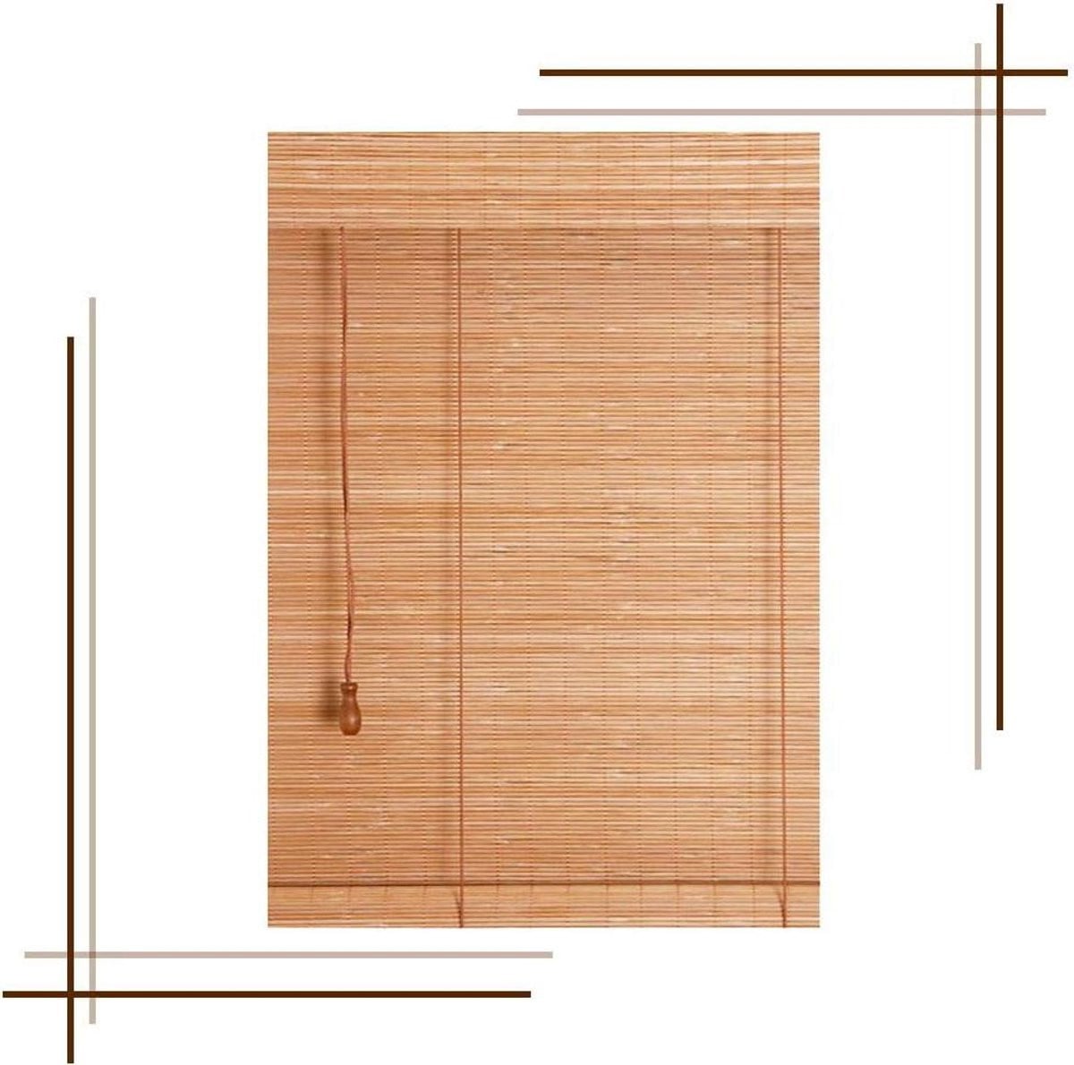 Bamboe Rolgordijn Gekookt - Natuurlijk Lichtfilterend Zonnescherm - Breedte: 80 cm, Lengte: 300 cm
