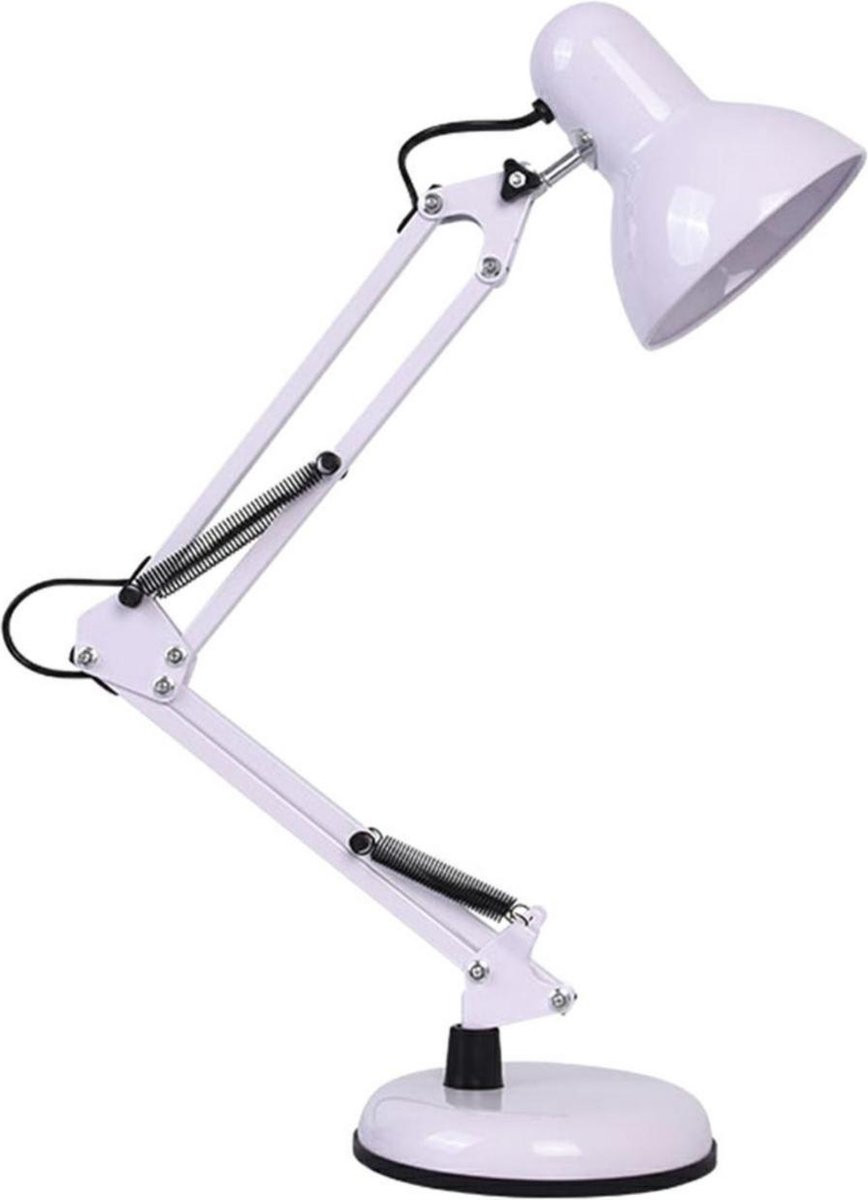 Retro Bureaulamp Wit - Verstelbaar - 1x40 Watt