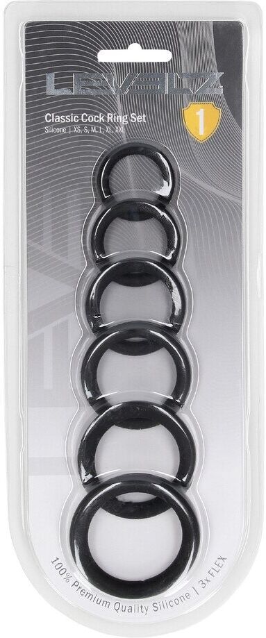 Levelz Ensemble de 6 anneaux en silicone classique - Noir