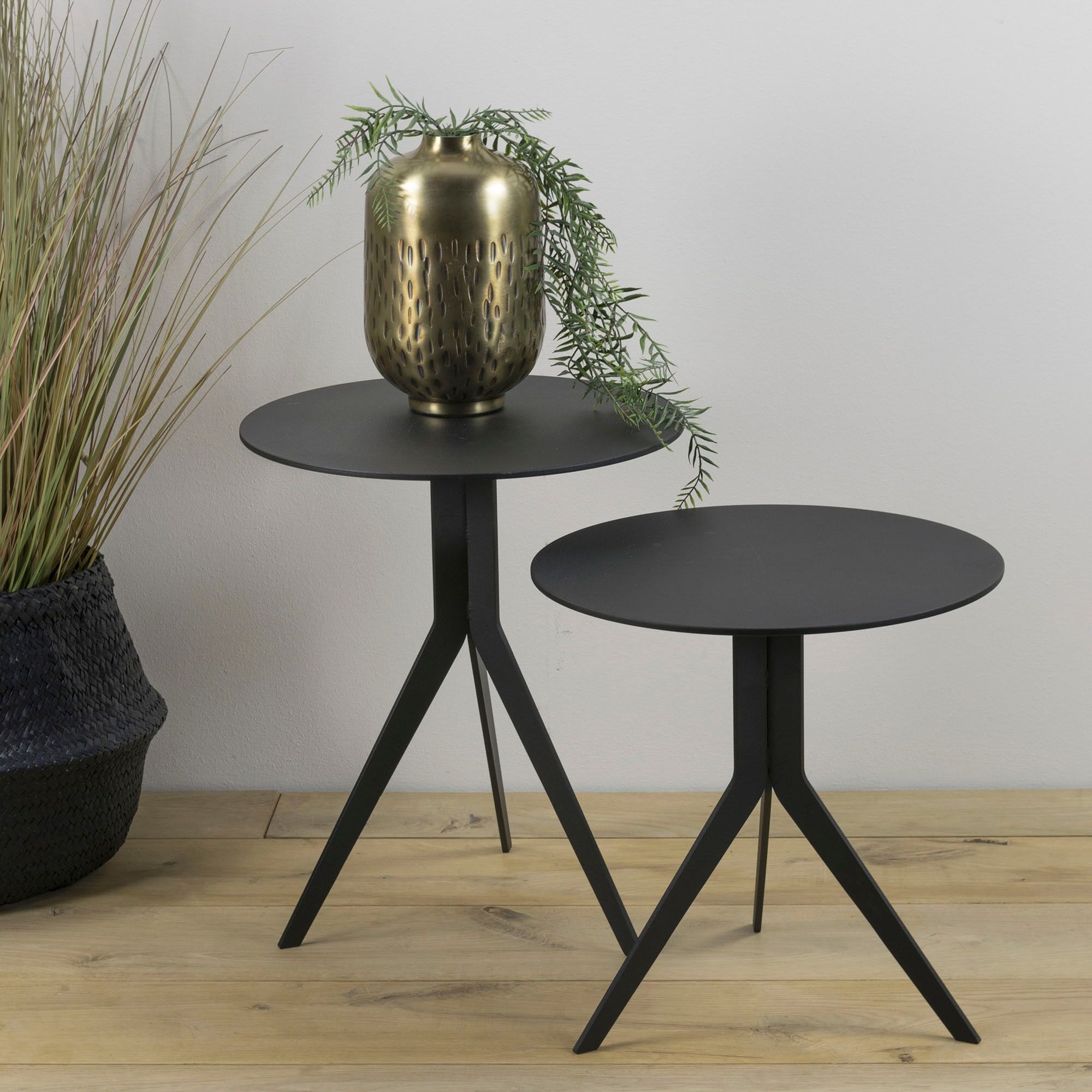 Beistelltisch SPINDER DESIGN "Daley", schwarz (schwarz, schwarz, schwarz), B:38cm H:45cm T:38cm, Tische, Beistelltisch, Metall schwarz, schwarz, schwarz B/H/T: 38cm x 45cm x 38cm