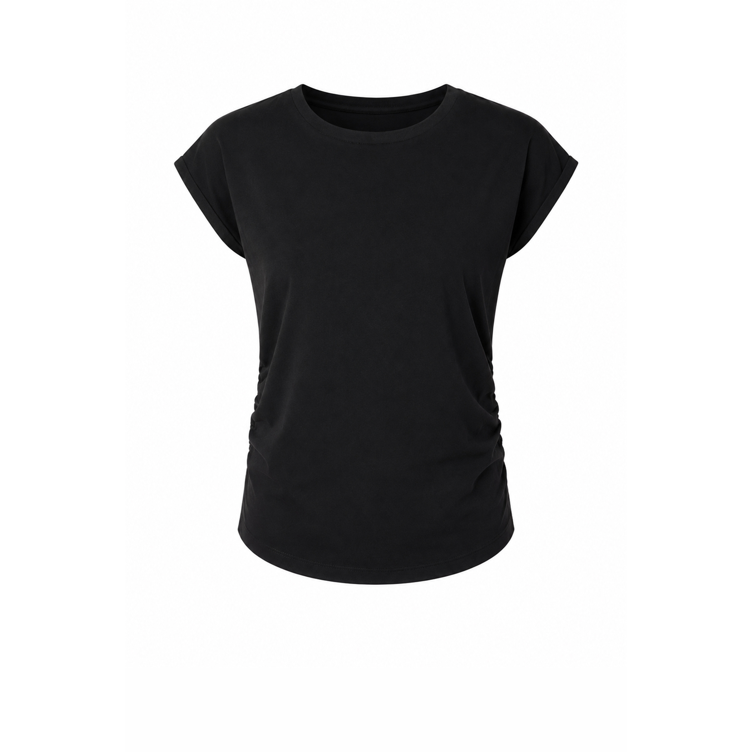 Mandala Side Ruffled Damen T-Shirts schwarz Größe S Yoga | Lifestyle Hautfreundlich