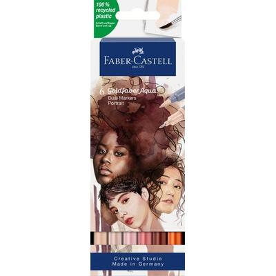Faber-Castell Tuschestift Dual Marker Goldfaber Aqua, Portrait, 6er Set