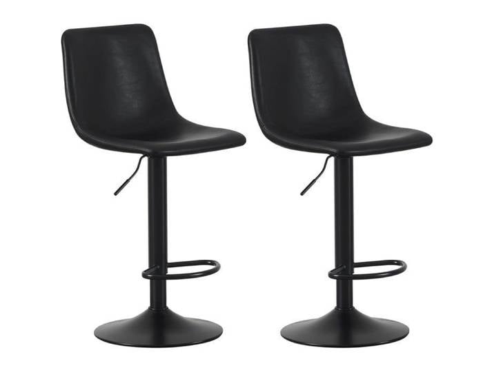 mcc direct Stefan Lot de 2 tabourets de bar pivotants réglables en hauteur avec dossier siège en cuir (noir)