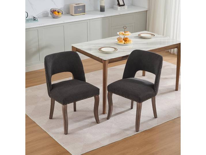 Ensemble de 2 chaises de salle à manger en bois, chaises de salle à manger modernes rembourrées en tissu, chaises de cuisine, chaise de salle à manger pour cuisine et salle à manger