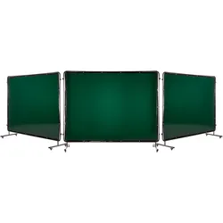 VEVOR Schweißvorhang mit Rahmen, 3-teilig, 1740 x 2340 mm, flammhemmende Vinyl-Schweißschutzwand mit 12 Rädern & 6-stufigem UV-Schutz für Werkstatt-/Industrieanwendungen, Dunkelgrün