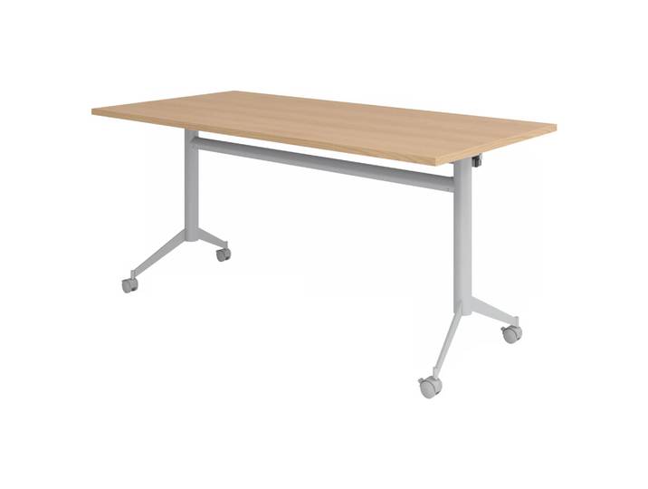 KALA 16 Klapptisch fahrbar 160 cm Silber - Konferenztisch 160 x 80 Eiche