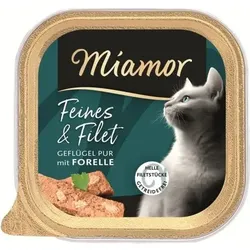 Miamor Feine Filets Adult 100g-Schale Katzennassfutter Geflügel & Forelle 16 x 100g