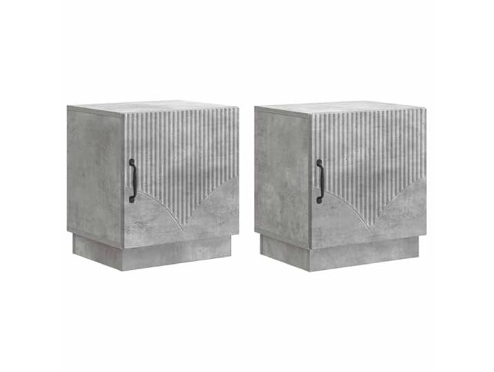 KDVXBCQJH Nachttisch 2er Set Beton Grau 43x34,5x47 cm Holzwerkstoff Kompakte Beistelltische fürs Schlafzimmer mit 2 Türen, D-Griffen aus Metall und stabiler Holzwerkstoff-Konstruktion.