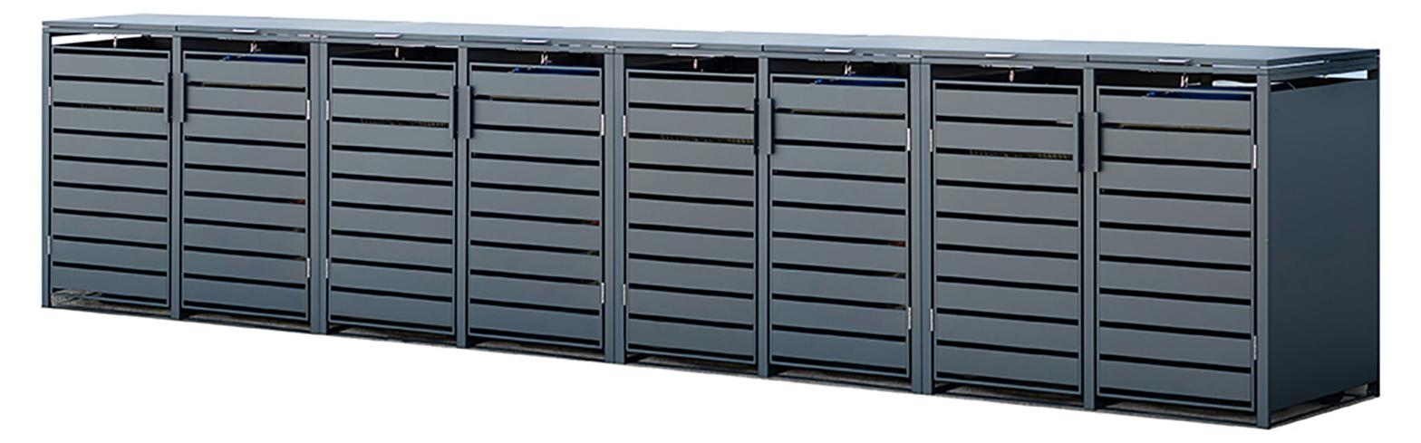 Westmann Metall Mülltonnenbox Kubus 8er 8x240 L Anthrazit 528x80x116 cm
