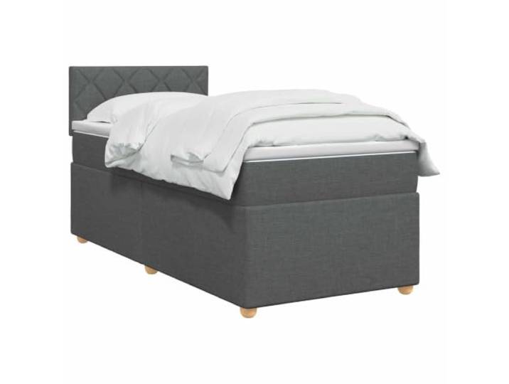 vidaXL Boxspringbett mit Matratze Dunkelgrau 90 x 200 cm Stoff Angenehmer Komfort mit Höhenanpassung, Sorge für eine coole Stimmung mit integrierter Beleuchtung, Beste Unterstützung und
