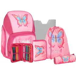 Spirit VARIO Schulranzen Set BUTTERFLY MAGIC, 5-teilig