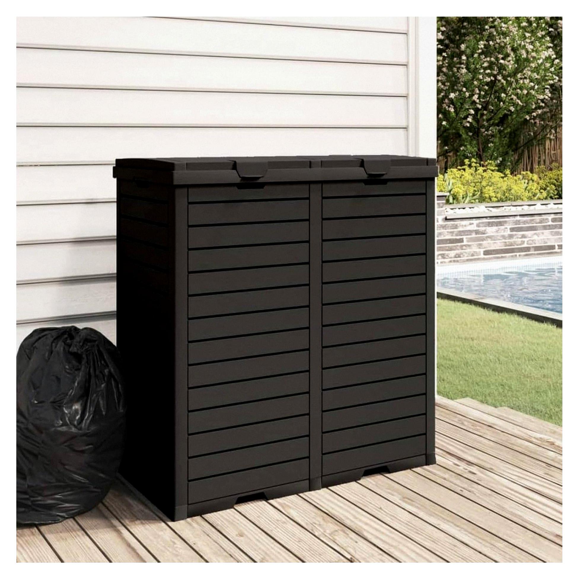 Mülltonne Schwarz mit großem Fassungsvermögen aus Polypropylen 78x41x86cm für Parks und Gärten