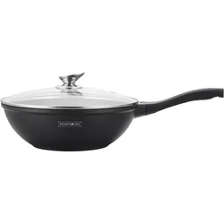 JTI Wok-Pfanne, Marmorbeschichtung - Ø 28 cm, Pfanne + Kochtopf, Schwarz