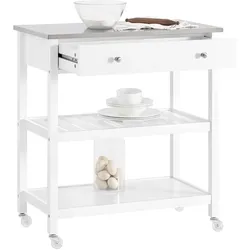 SERVIERWAGEN mit Arbeitsplatte, Weiß, 81x90x45cm