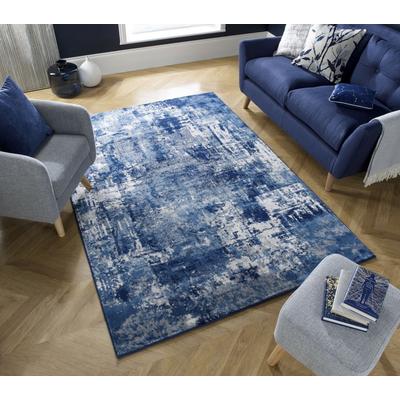 Teppich FLAIR RUGS "Wonderlust", blau (dunkelblau), B:120cm H:10mm L:170cm, Kunstfaser, Teppiche, Teppich, fußbodenheizungsgeeignet, mehrfarbig, Vintage Design, Abstrakt