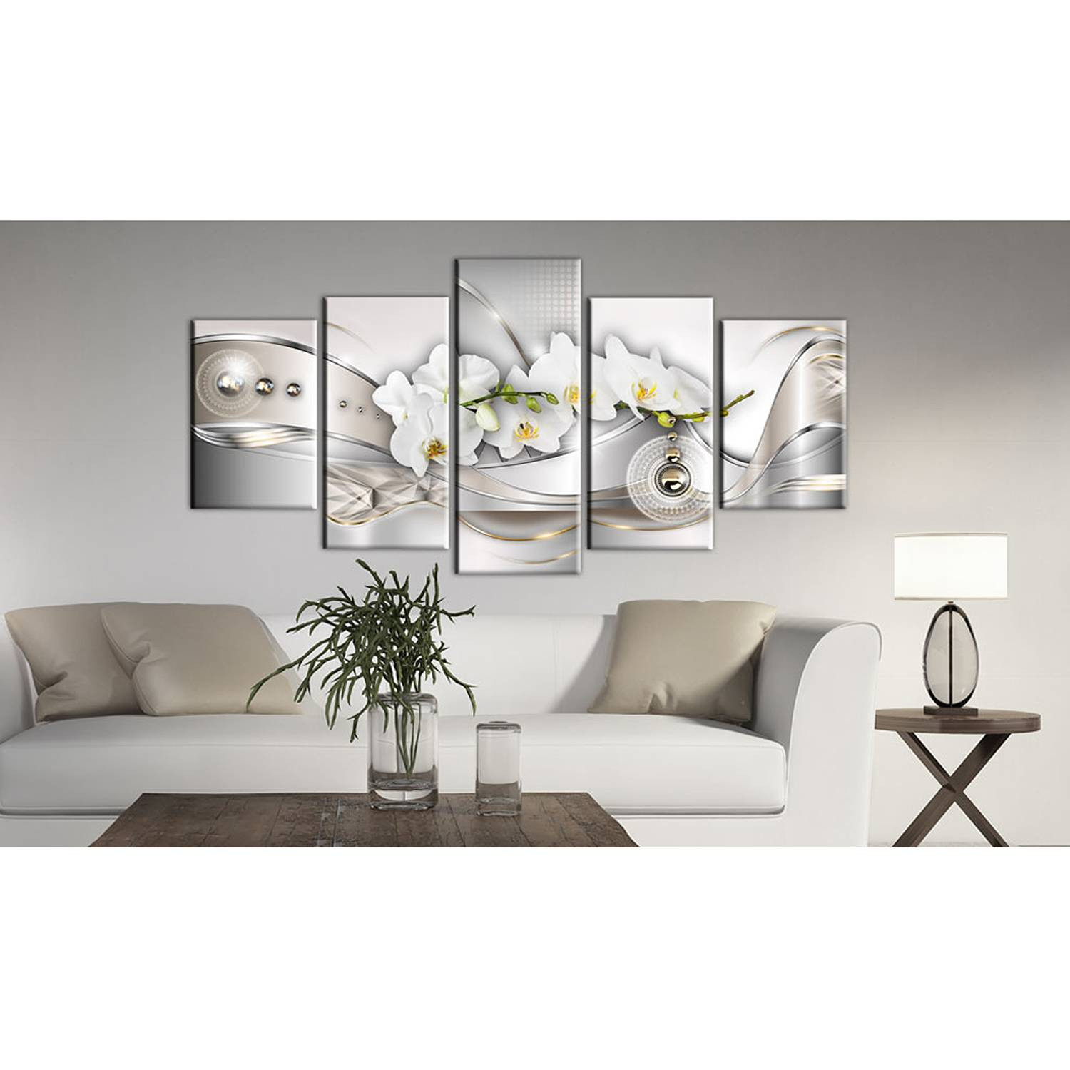 home24 Dance of Orchids canvas wanddecoratie wit 200 x 100 cm