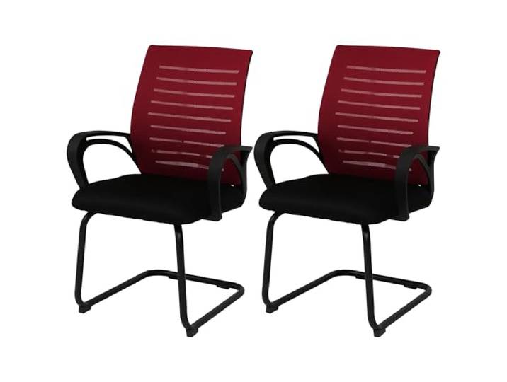 Mendler 2er-Set Esszimmerstuhl HWC-K51 - rot, Gestell schwarz