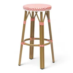 Bistromania Barhocker RIVOLI - Aluminium und geflochtenes Polyethylen - Rosa und Weiß - Ø56 x 74 cm