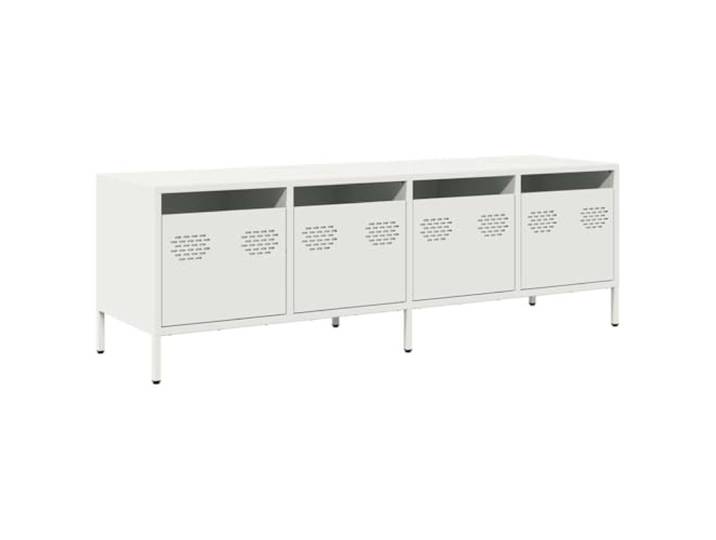 KUPTYERFG TV-Schrank Weiß Metall 135x39x43,5 cm mit 4 Schubladen Industrie-Design Lowboard aus Metall mit verstellbaren Stellfüßen für Ihr Wohnzimmer oder Schlafzimmer.