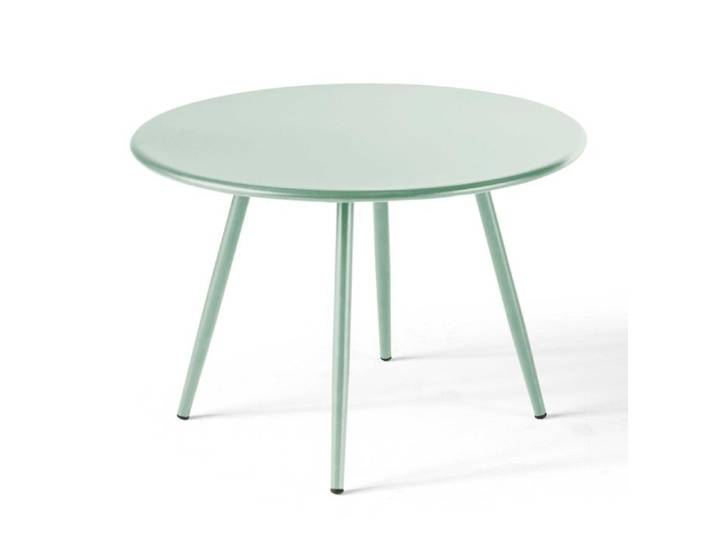 Table basse de jardin ronde en métal vert sauge 40 cm Palavas Oviala