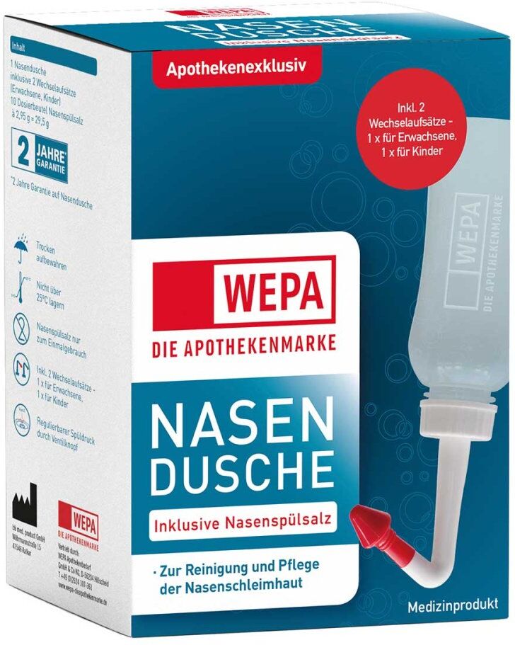 Wepa Nasenspülkanne mit 10x2,95 g Nasenspülsalz 1Pck